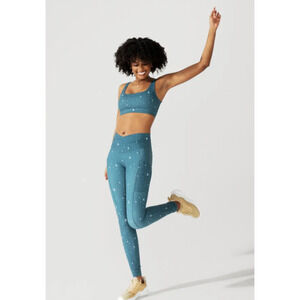 POPFLEX Leggings Women Celestial Green High Rise Pockets Moon Star Yoga Athletic